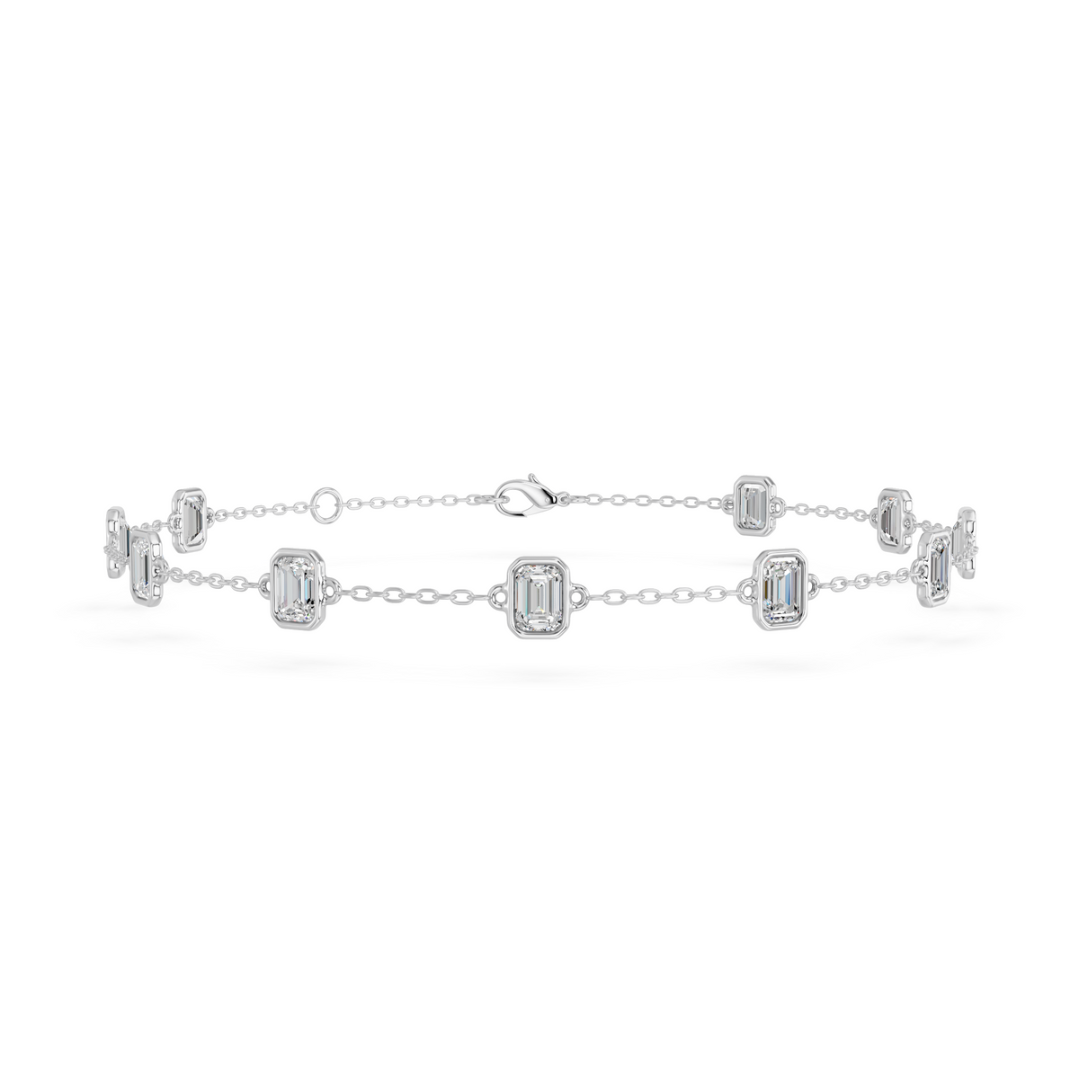 Emerald Diamond Station Bracelets with Tailored Sleeves