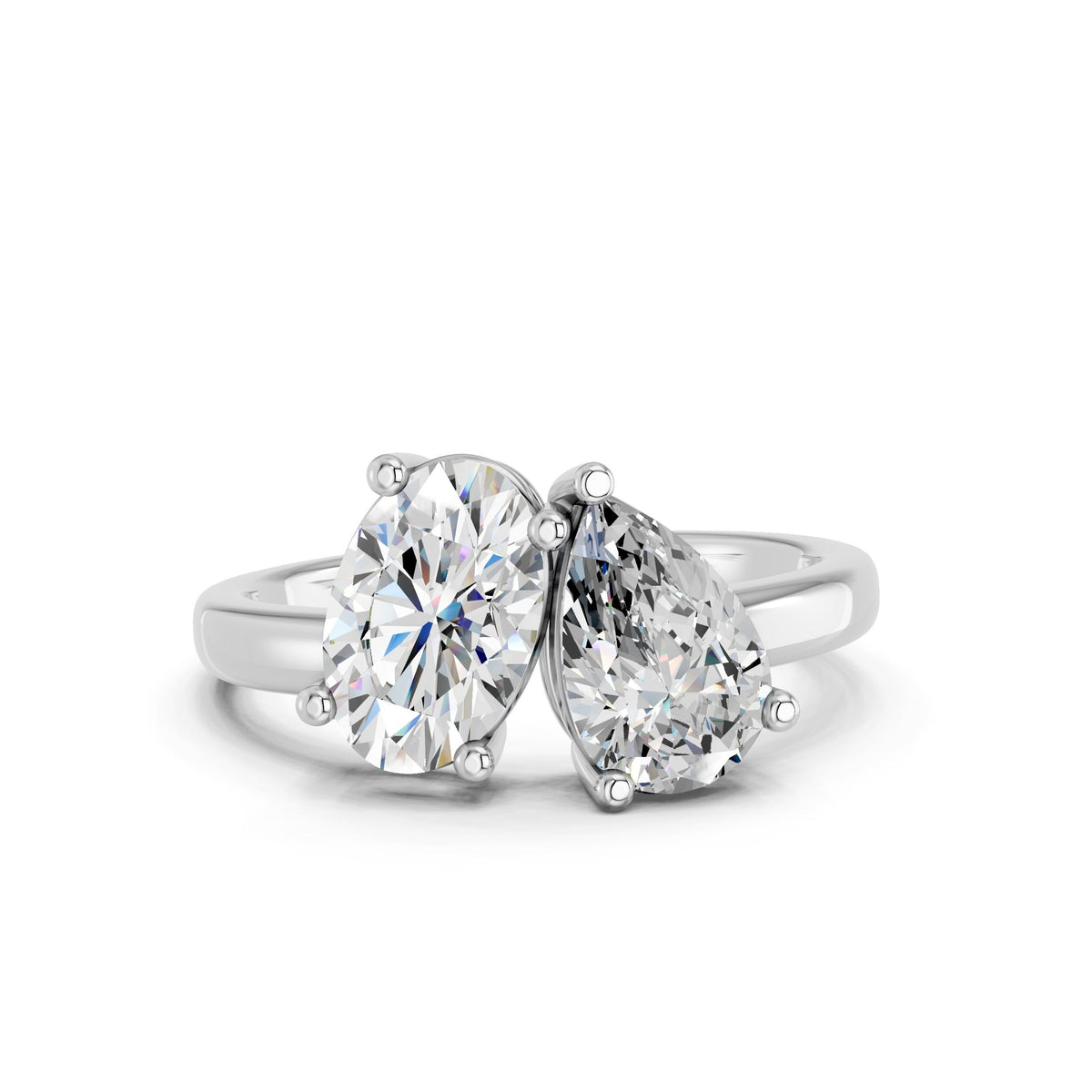 Oval and Pear Toi et Moi Rings for an Asymmetric Look
