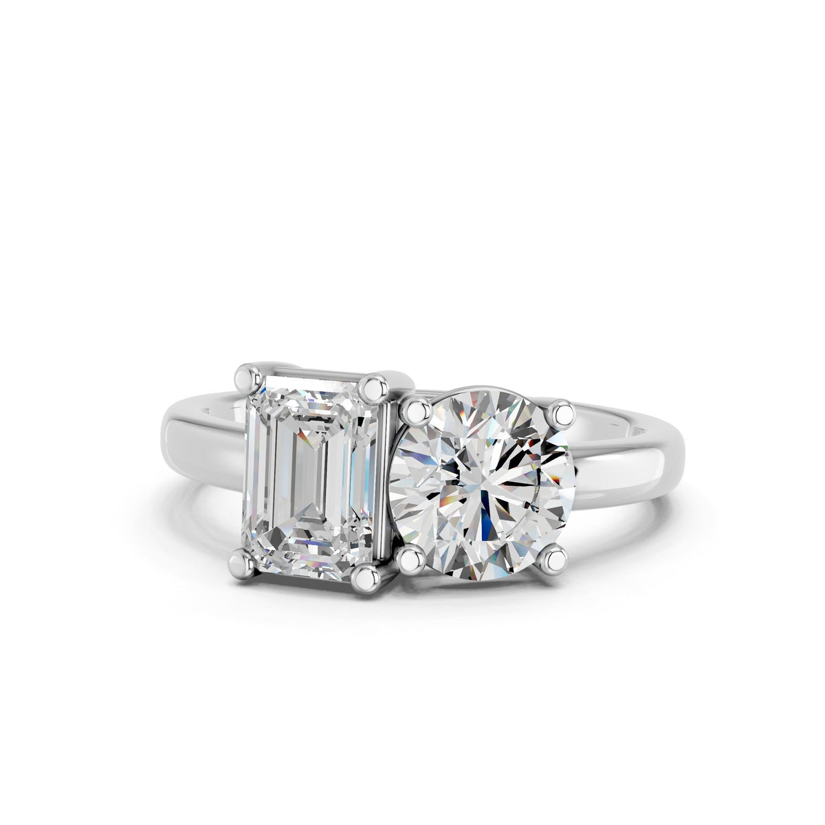 Oval and Emerald Toi et Moi: Curves Meet Straight Lines