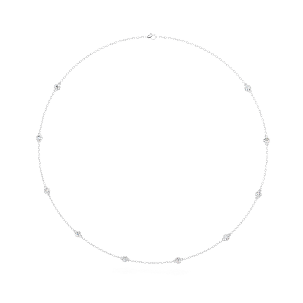 Round Diamond Station Necklaces: Layering with Space
