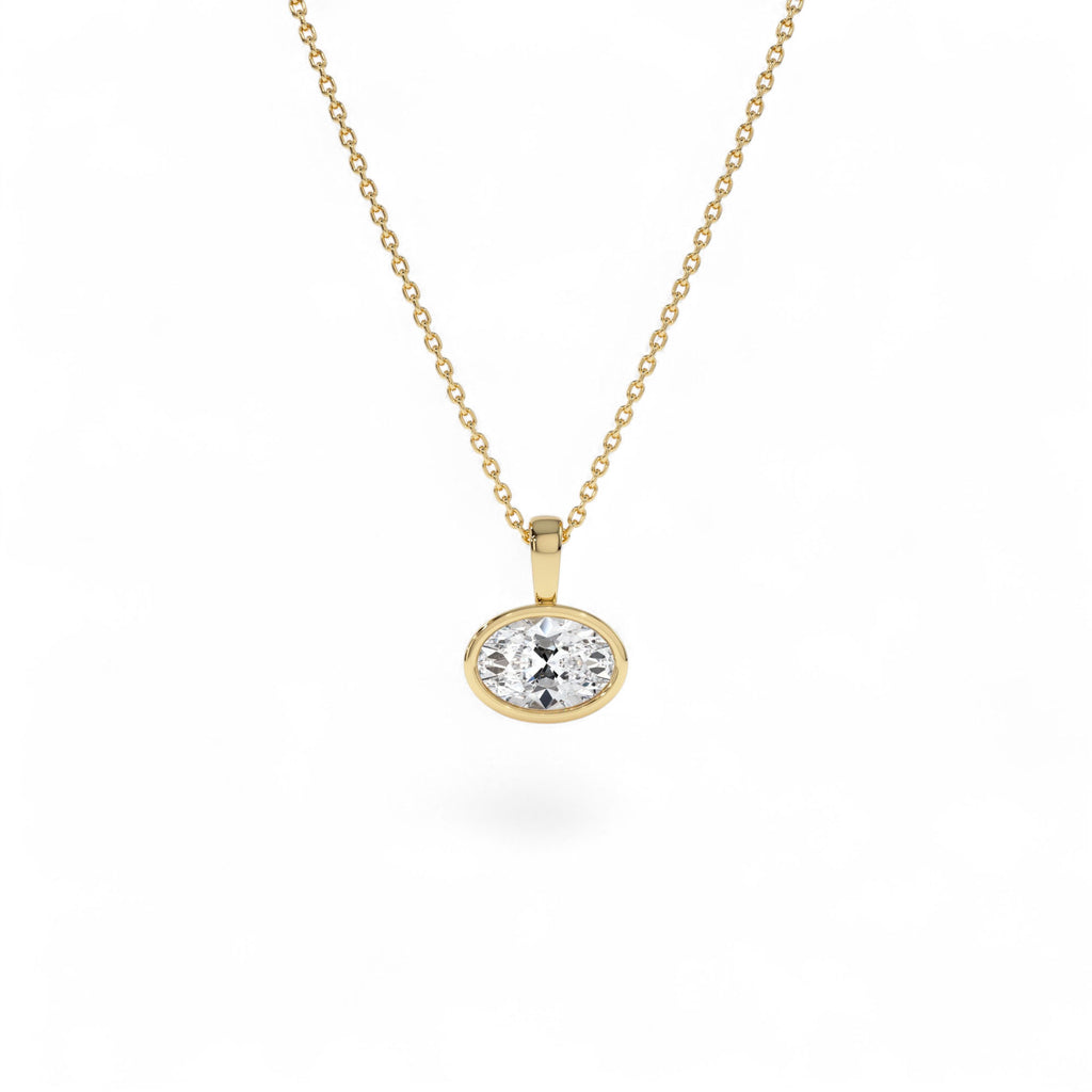 1 CTW West to East Oval Shape Lab-Grown Diamond Charm in 14K Gold — view 1