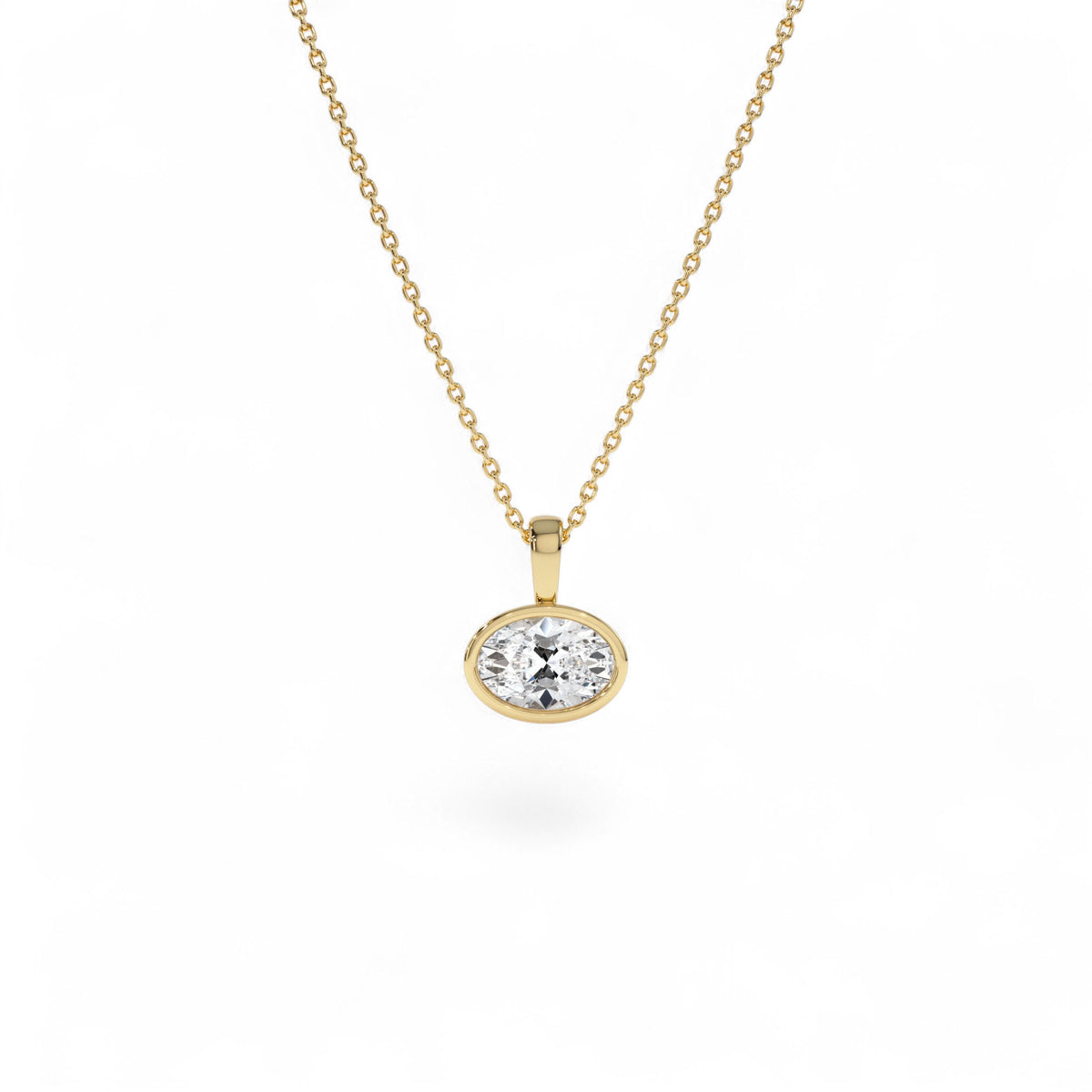 1 CTW West to East Oval Shape Lab-Grown Diamond Charm in 14K Gold — view 1
