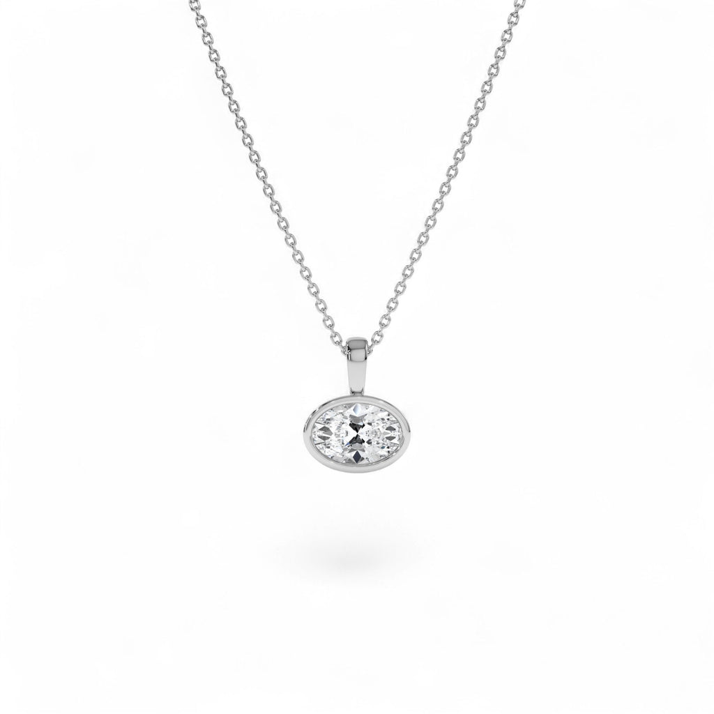 1 CTW West to East Oval Shape Lab-Grown Diamond Charm in 14K Gold — view 3