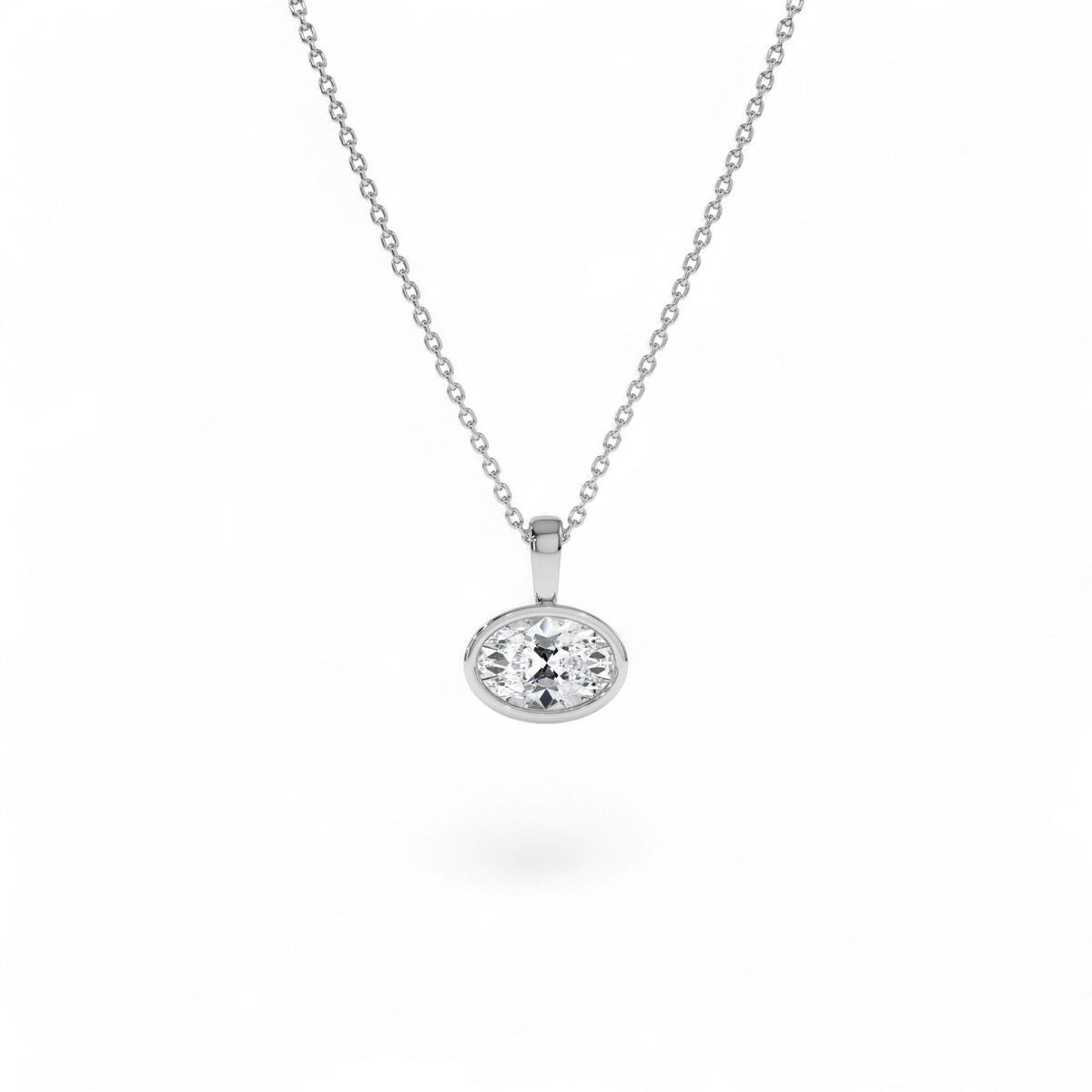 1 CTW West to East Oval Shape Lab-Grown Diamond Charm in 14K Gold — view 3