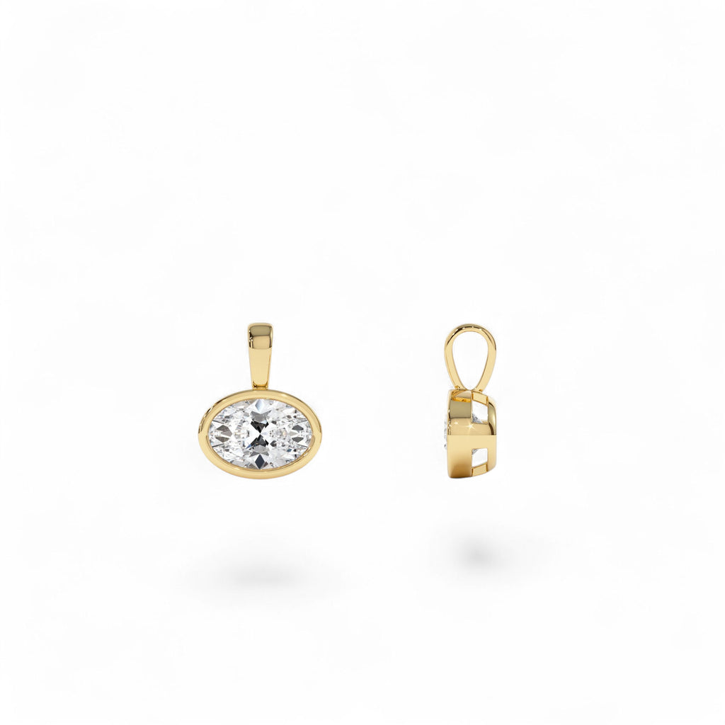 1 CTW West to East Oval Shape Lab-Grown Diamond Charm in 14K Gold — view 2
