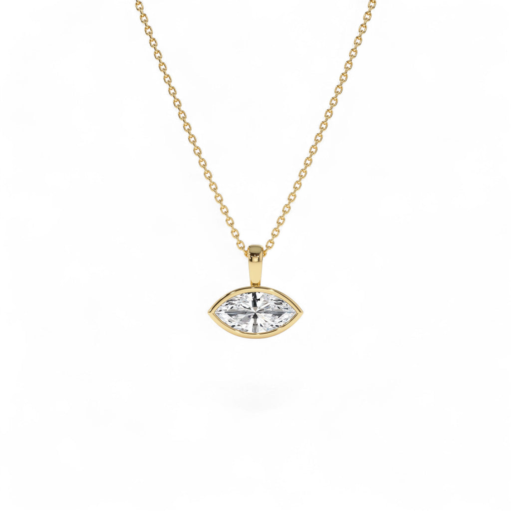 1 CTW West to East Marquise Shape Lab-Grown Diamond Charm in 14K Gold — view 1