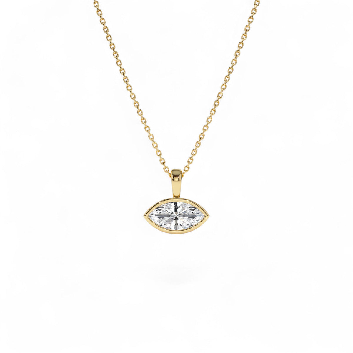 1 CTW West to East Marquise Shape Lab-Grown Diamond Charm in 14K Gold — view 1