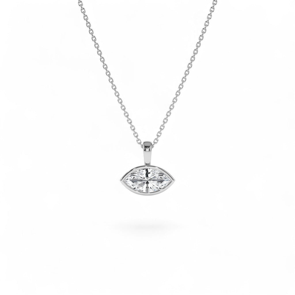 1 CTW West to East Marquise Shape Lab-Grown Diamond Charm in 14K Gold — view 3