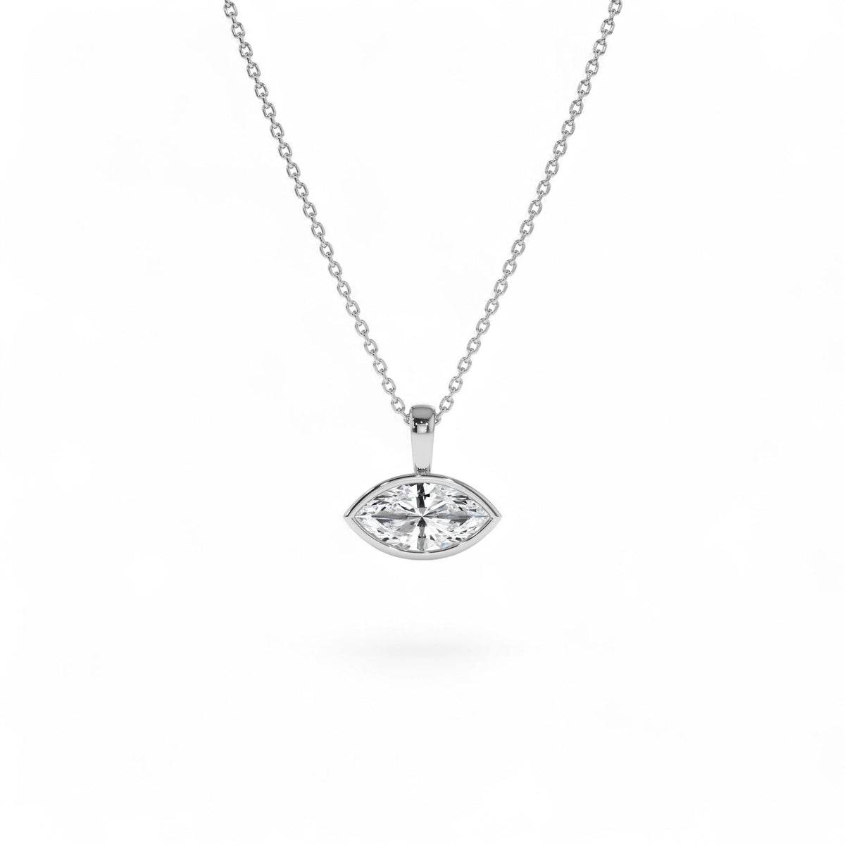 1 CTW West to East Marquise Shape Lab-Grown Diamond Charm in 14K Gold — view 3
