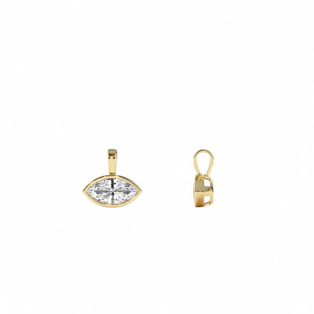1 CTW West to East Marquise Shape Lab-Grown Diamond Charm in 14K Gold — view 2