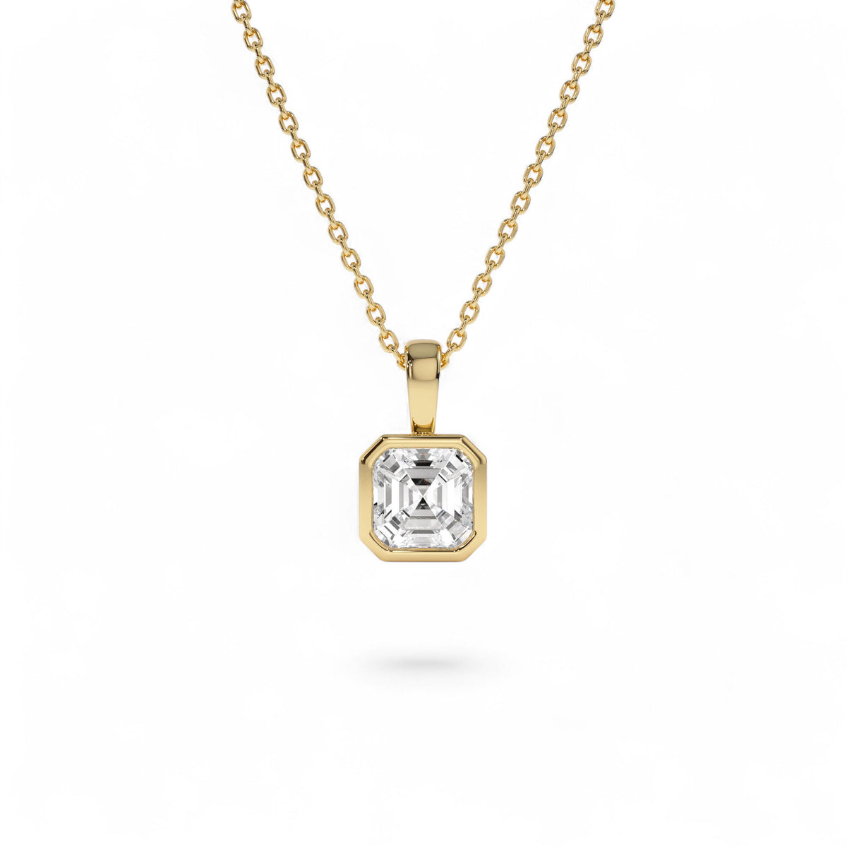 1 CTW Lab-Grown Bezel Set Asscher Cut Diamond Charm in 14K Gold — view 1