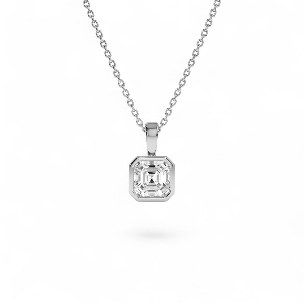 1 CTW Lab-Grown Bezel Set Asscher Cut Diamond Charm in 14K Gold — view 3