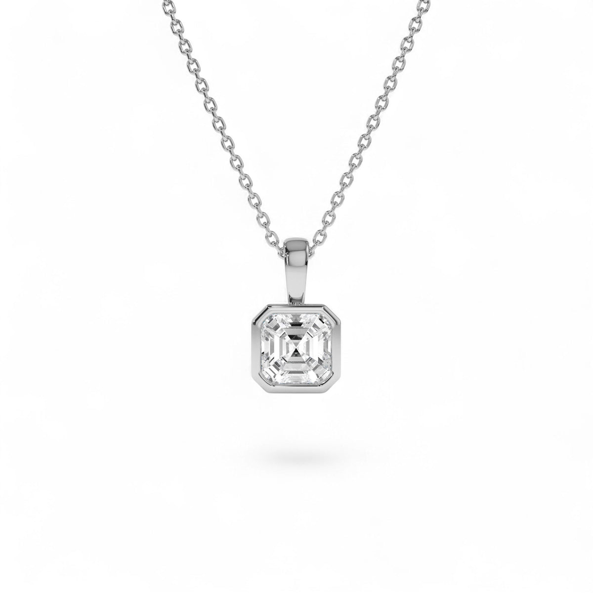 1 CTW Lab-Grown Bezel Set Asscher Cut Diamond Charm in 14K Gold — view 3