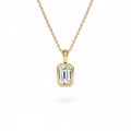 1 CTW Lab-Grown Bezel Set Emerald Cut Diamond Charm in 14K Gold — view 1