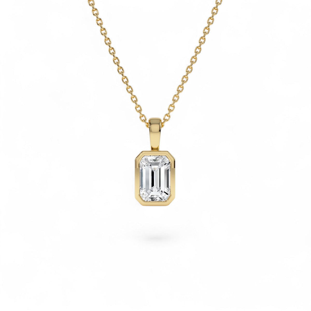 1 CTW Lab-Grown Bezel Set Emerald Cut Diamond Charm in 14K Gold — view 1