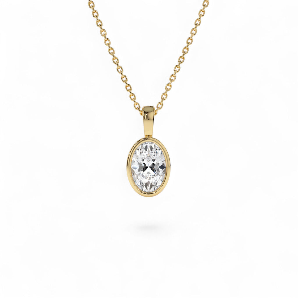 1 CTW Lab-Grown Bezel Set Oval Shape Diamond Charm in 14K Gold — view 1