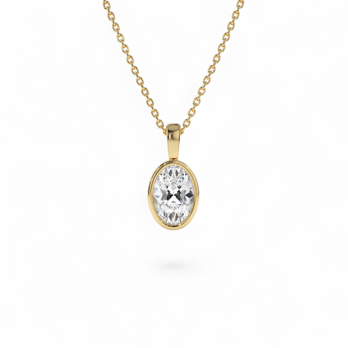 1 CTW Lab-Grown Bezel Set Oval Shape Diamond Charm in 14K Gold — view 1