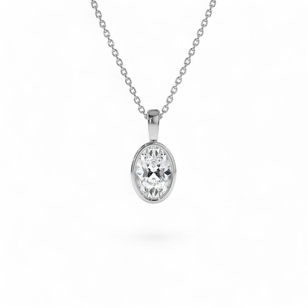 1 CTW Lab-Grown Bezel Set Oval Shape Diamond Charm in 14K Gold — view 3