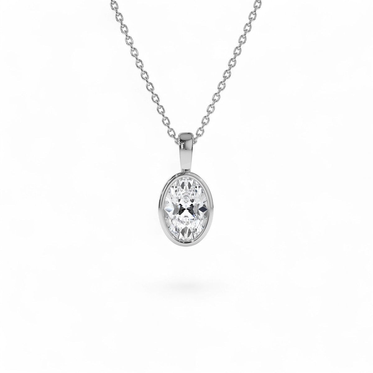 1 CTW Lab-Grown Bezel Set Oval Shape Diamond Charm in 14K Gold — view 3