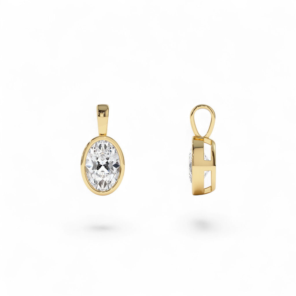 1 CTW Lab-Grown Bezel Set Oval Shape Diamond Charm in 14K Gold — view 2