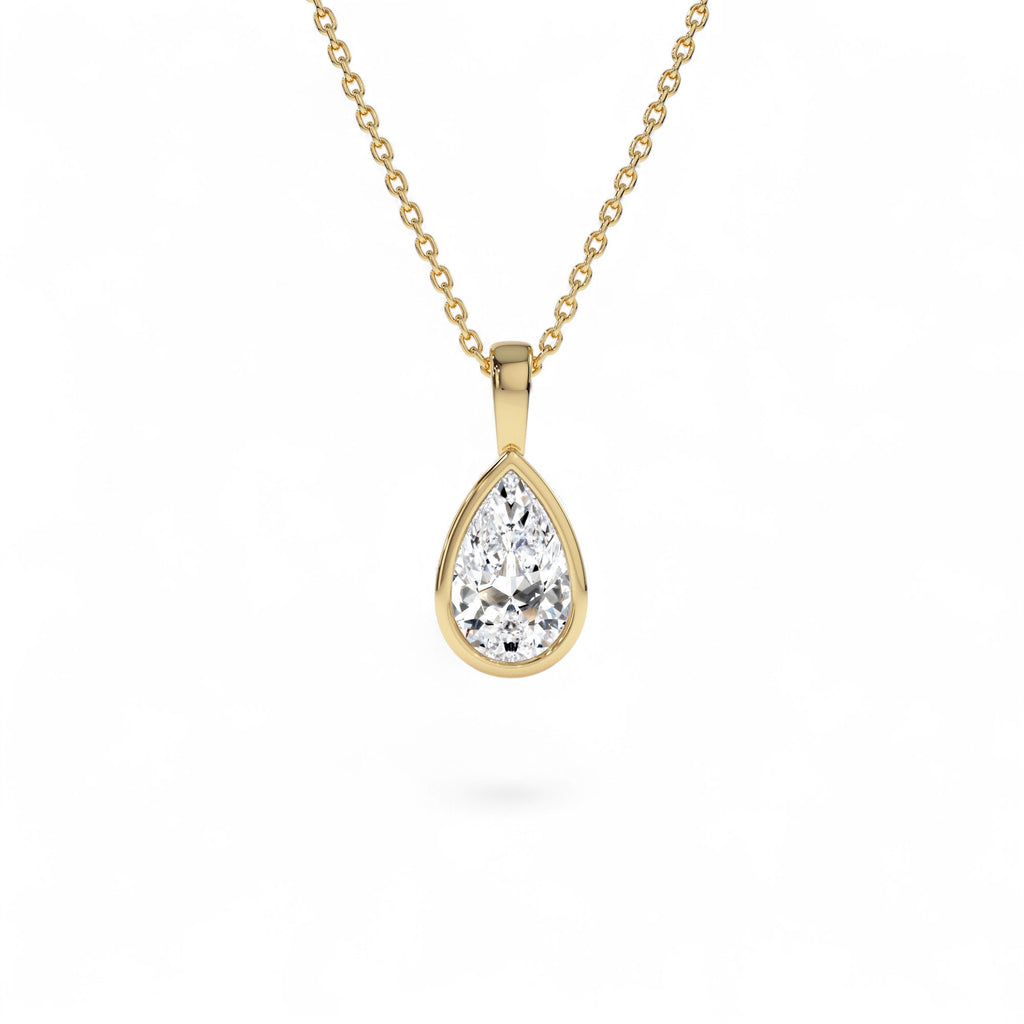 1 CTW Lab-Grown Bezel Set Pear Shape Diamond Charm in 14K Gold — view 1