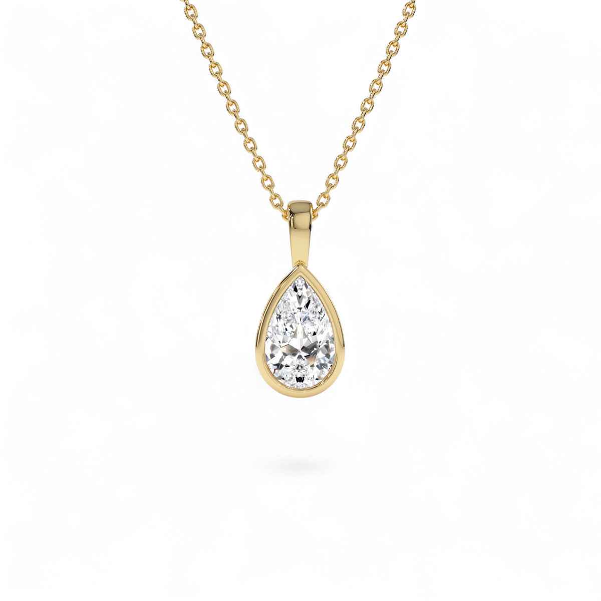 1 CTW Lab-Grown Bezel Set Pear Shape Diamond Charm in 14K Gold — view 1