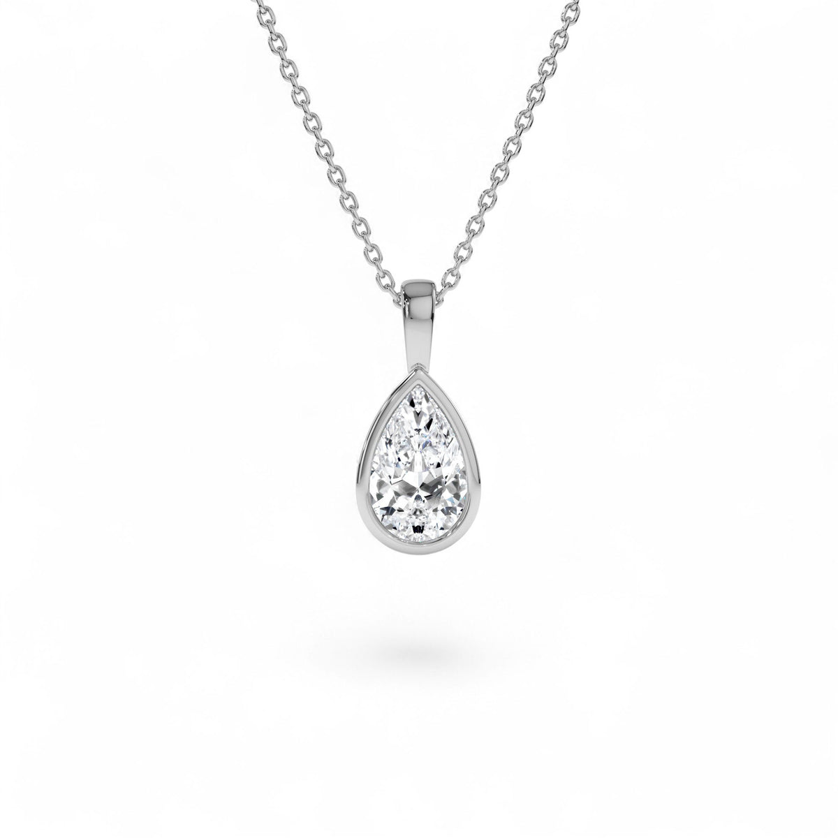 1 CTW Lab-Grown Bezel Set Pear Shape Diamond Charm in 14K Gold — view 3