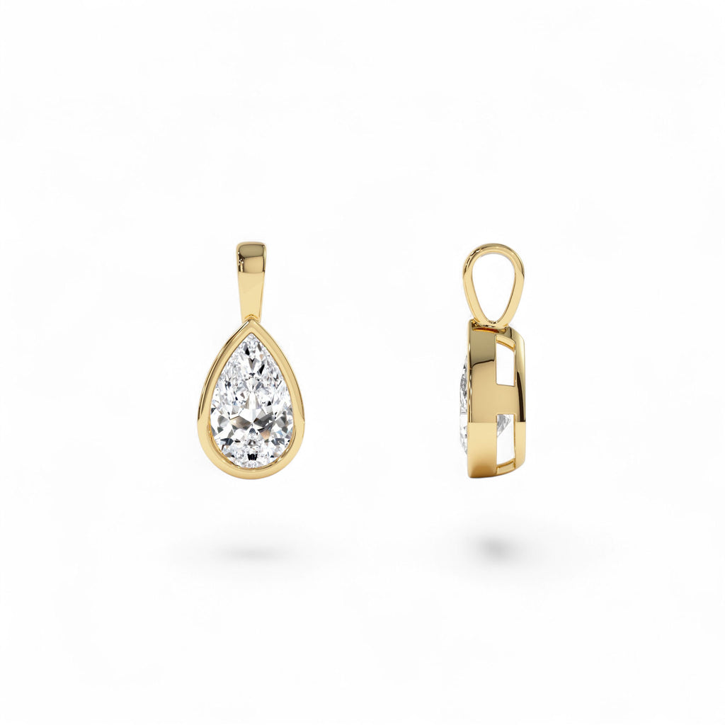 1 CTW Lab-Grown Bezel Set Pear Shape Diamond Charm in 14K Gold — view 2