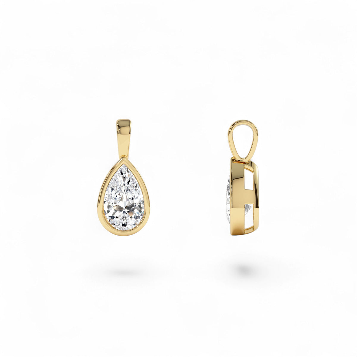 1 CTW Lab-Grown Bezel Set Pear Shape Diamond Charm in 14K Gold — view 2