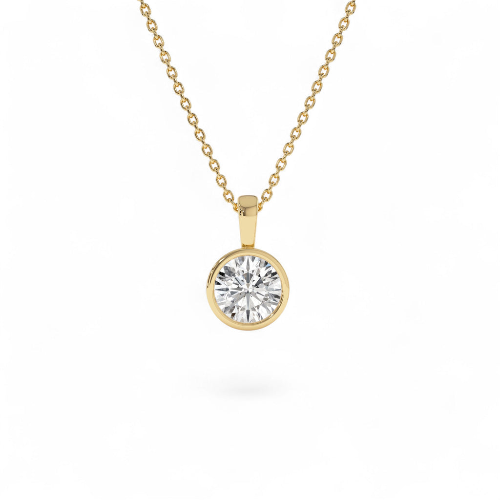 1 CTW Lab-Grown Bezel Set Round Diamond Charm in 14K Gold — view 1