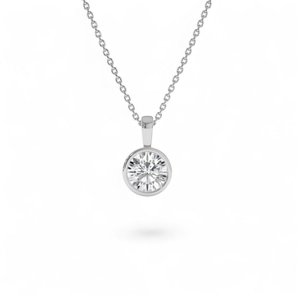 1 CTW Lab-Grown Bezel Set Round Diamond Charm in 14K Gold — view 3