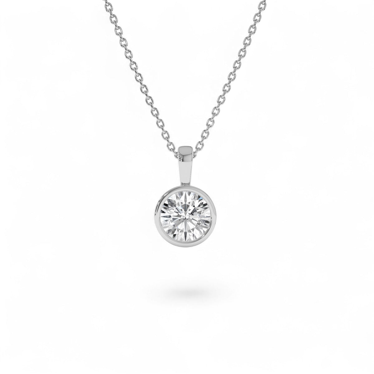 1 CTW Lab-Grown Bezel Set Round Diamond Charm in 14K Gold — view 3