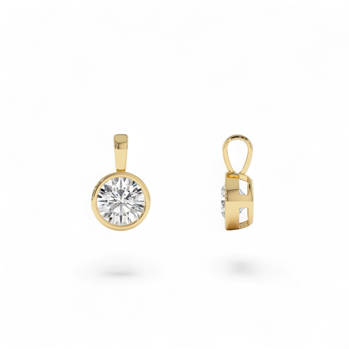 1 CTW Lab-Grown Bezel Set Round Diamond Charm in 14K Gold — view 2