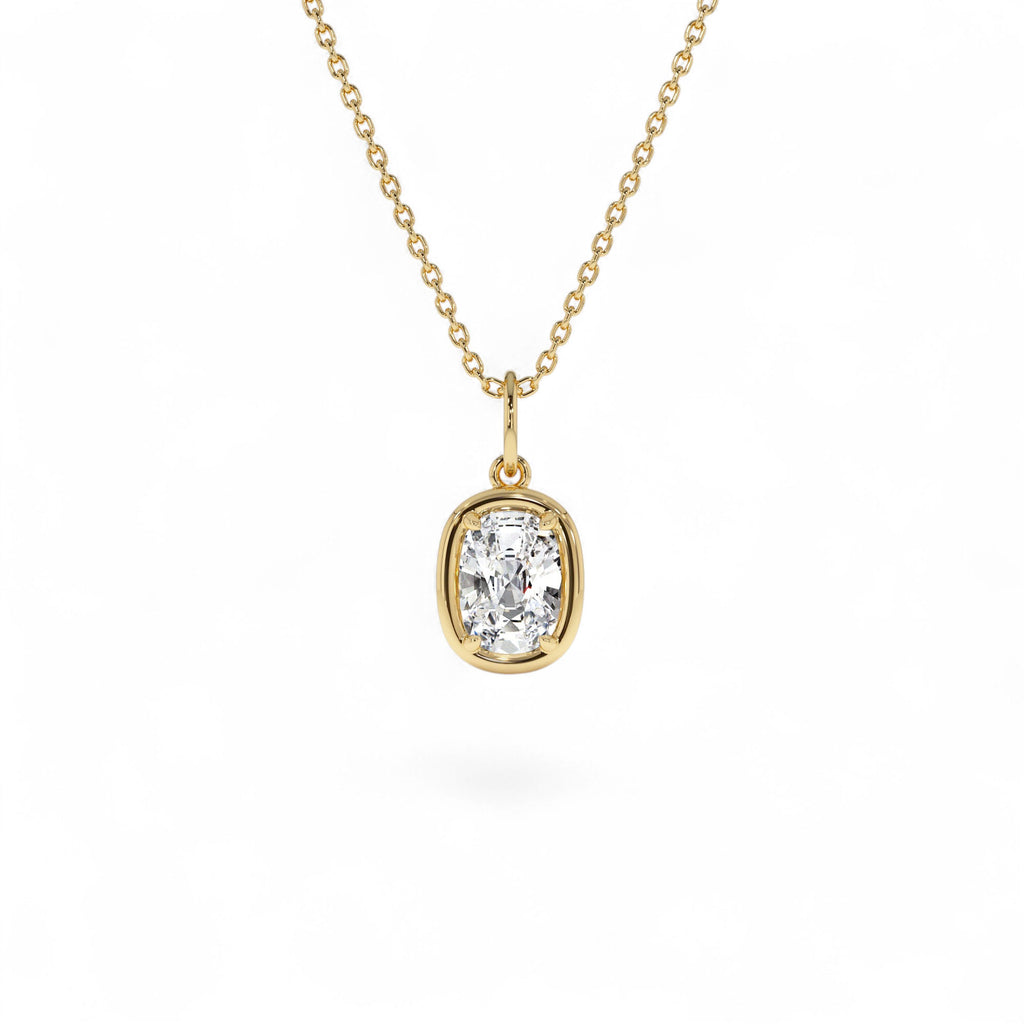 1 CTW Cushion Cut Lab-Grown Diamond Pendant Necklace in 14K Gold — view 1