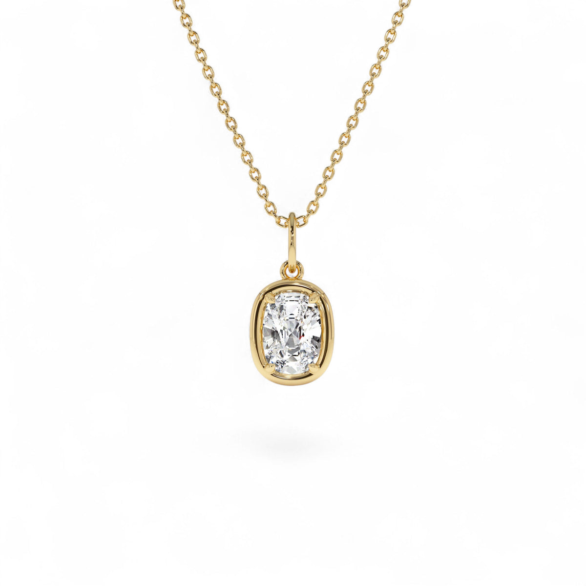 1 CTW Cushion Cut Lab-Grown Diamond Pendant Necklace in 14K Gold — view 1