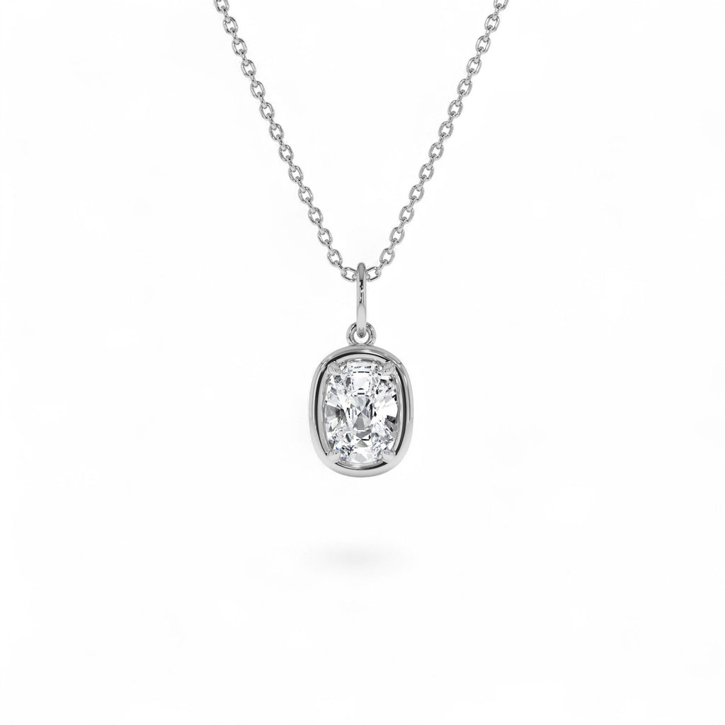 1 CTW Cushion Cut Lab-Grown Diamond Pendant Necklace in 14K Gold — view 3