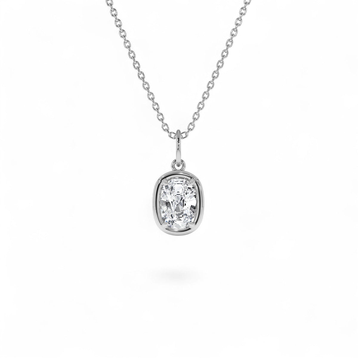 1 CTW Cushion Cut Lab-Grown Diamond Pendant Necklace in 14K Gold — view 3