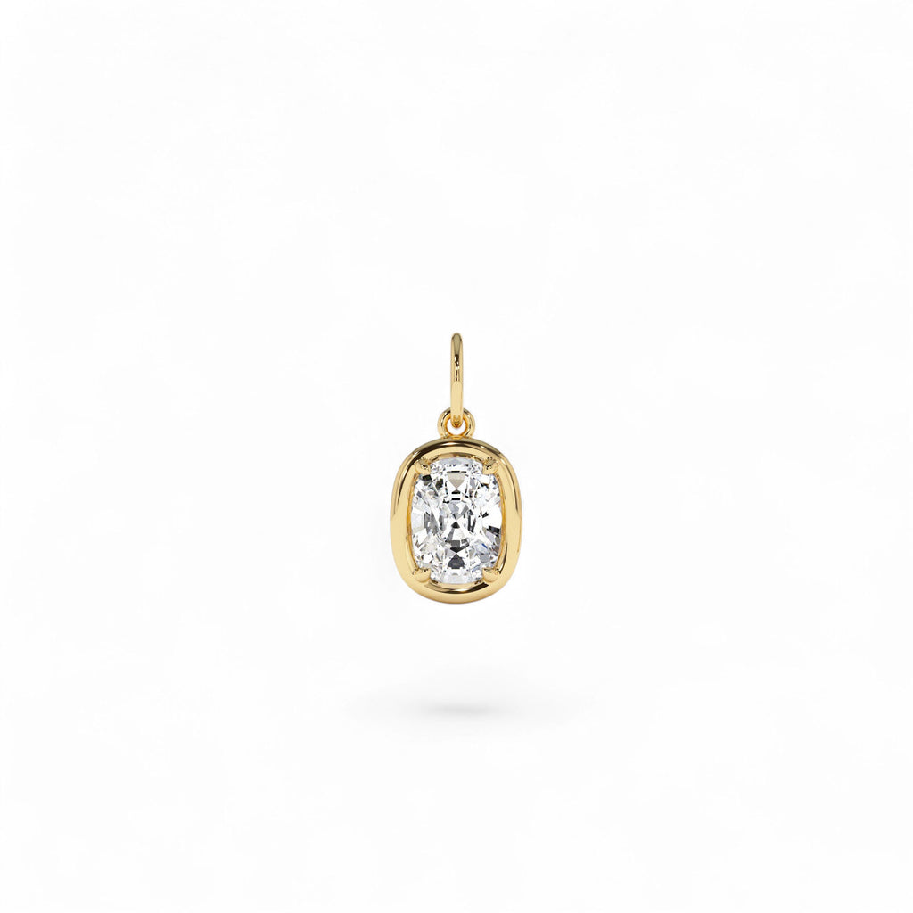 1 CTW Cushion Cut Lab-Grown Diamond Pendant Necklace in 14K Gold — view 2
