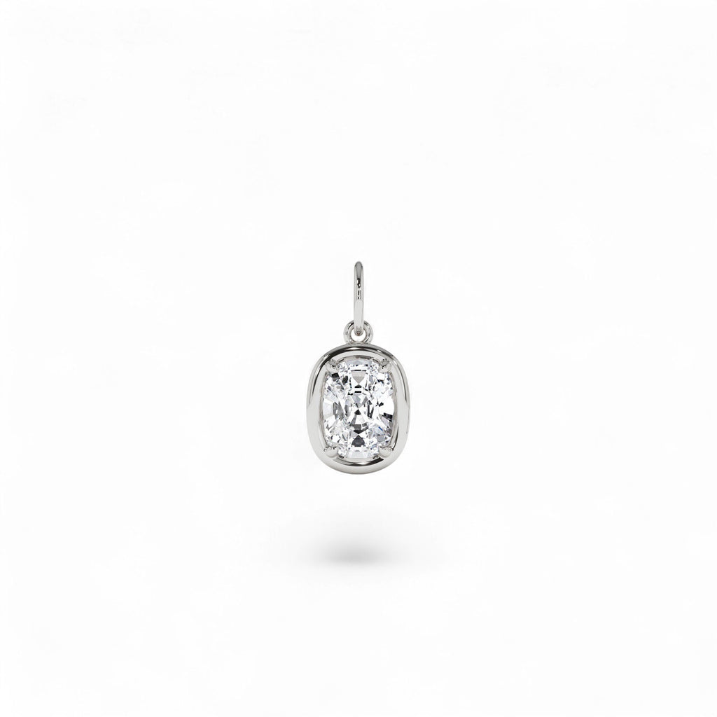 1 CTW Cushion Cut Lab-Grown Diamond Pendant Necklace in 14K Gold — view 4