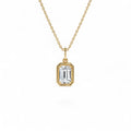 1 CTW Emerald Cut Lab-Grown Diamond Pendant Necklace in 14K Gold — view 1