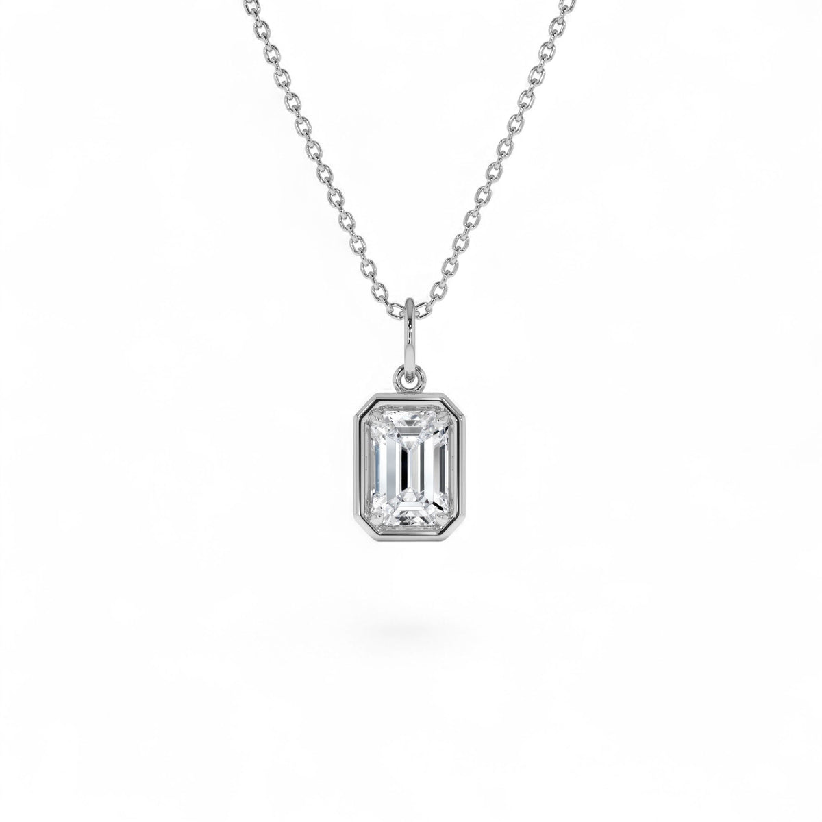 1 CTW Emerald Cut Lab-Grown Diamond Pendant Necklace in 14K Gold — view 3