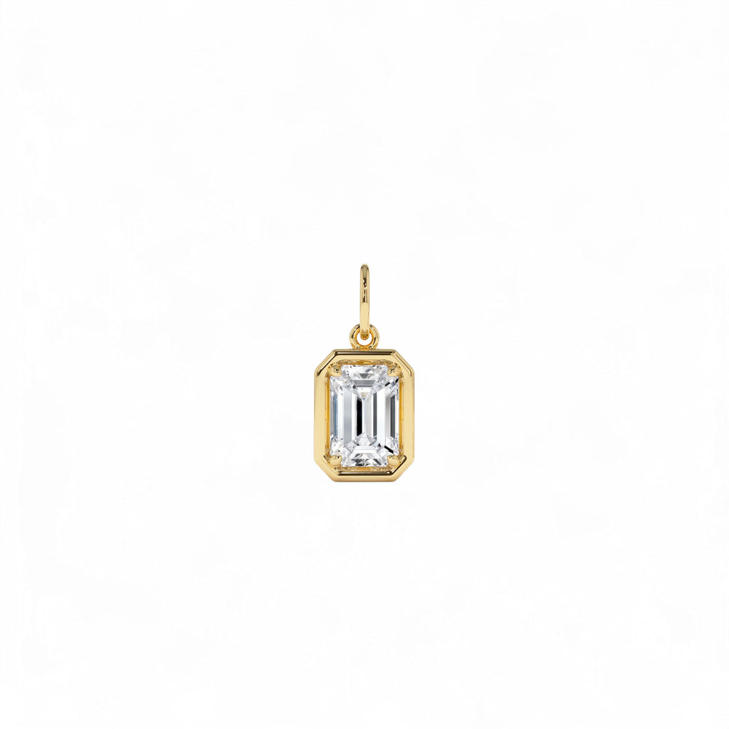 1 CTW Emerald Cut Lab-Grown Diamond Pendant Necklace in 14K Gold — view 2
