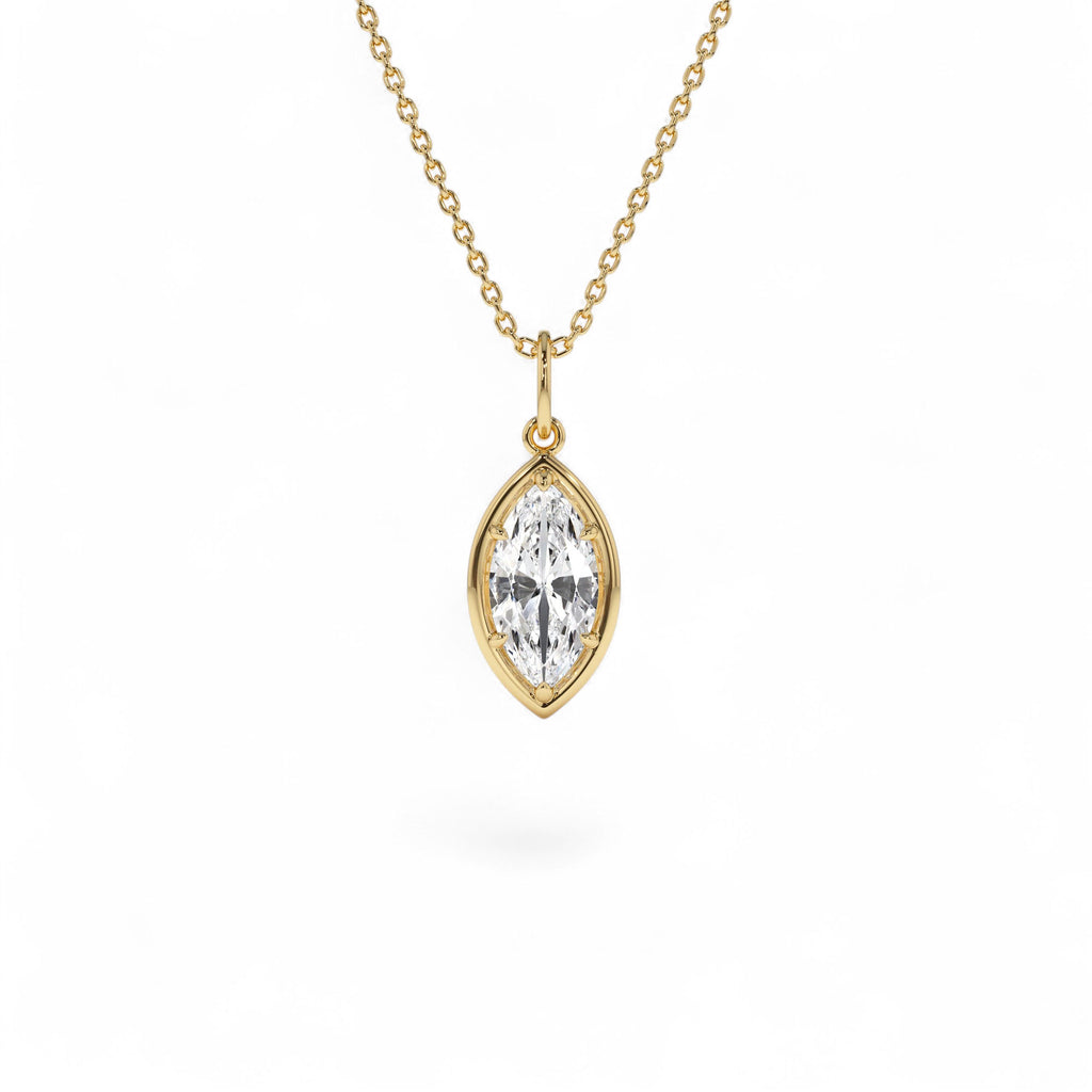 1 CTW Marquise Shape Lab-Grown Diamond Pendant Necklace in 14K Gold — view 1