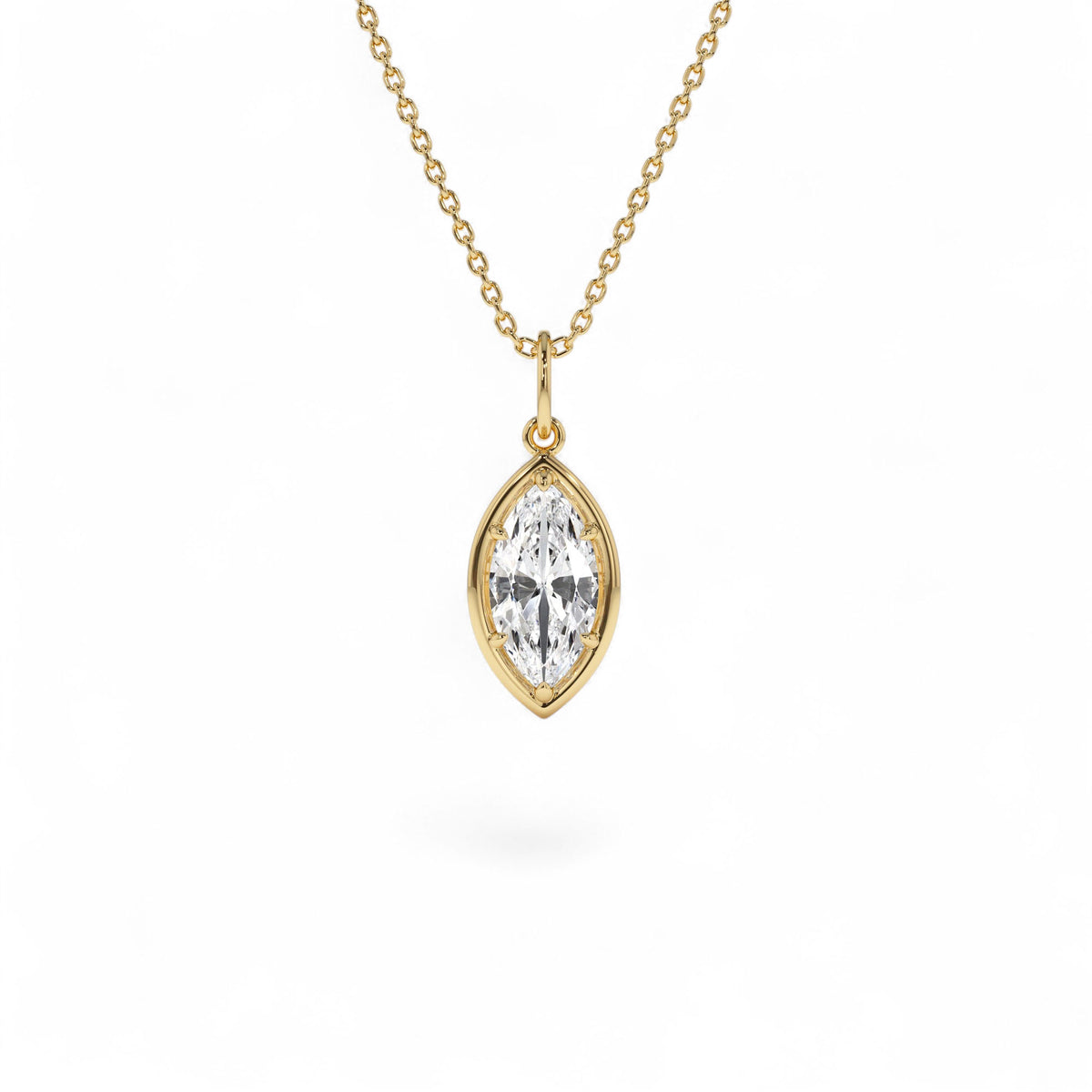 1 CTW Marquise Shape Lab-Grown Diamond Pendant Necklace in 14K Gold — view 1