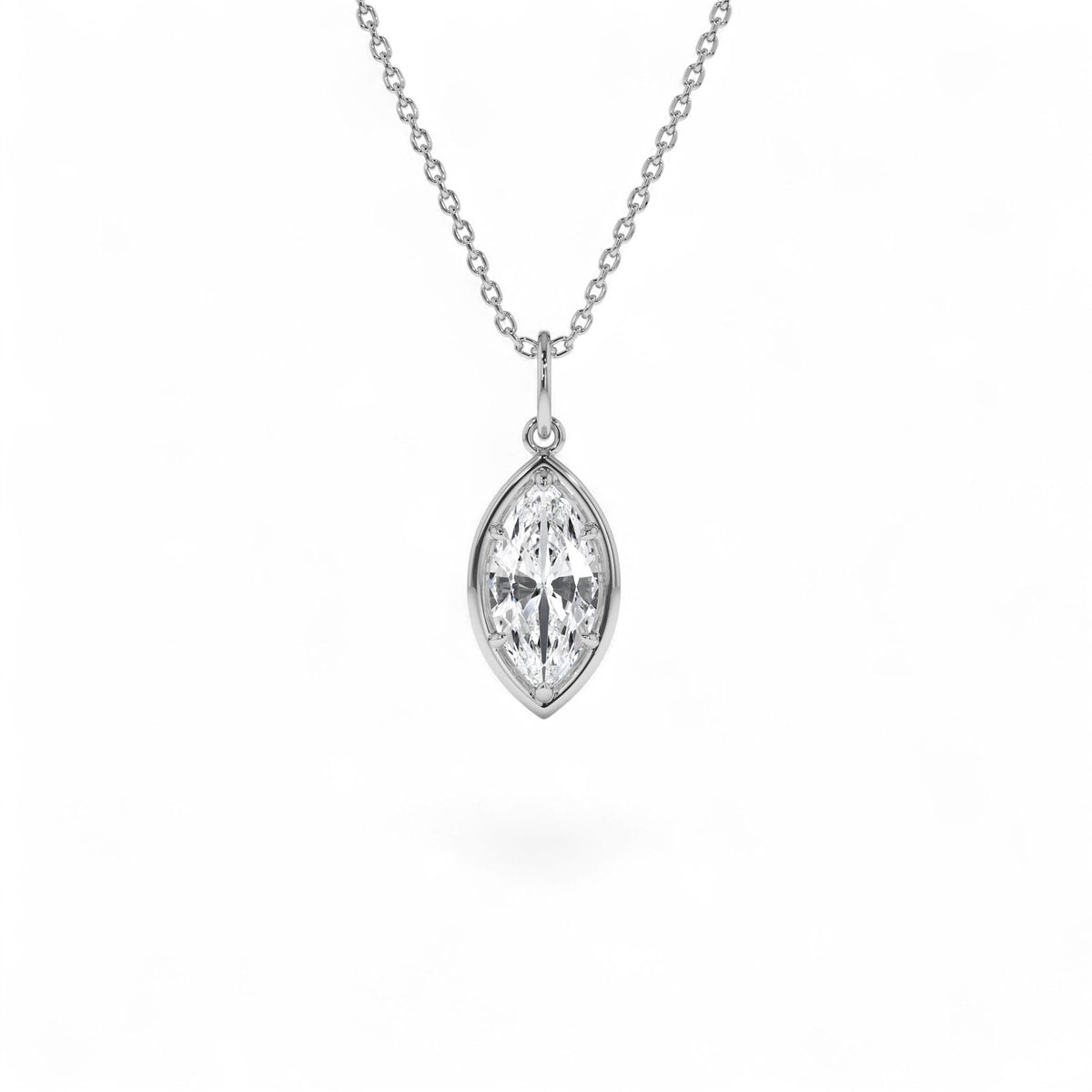 1 CTW Marquise Shape Lab-Grown Diamond Pendant Necklace in 14K Gold — view 3
