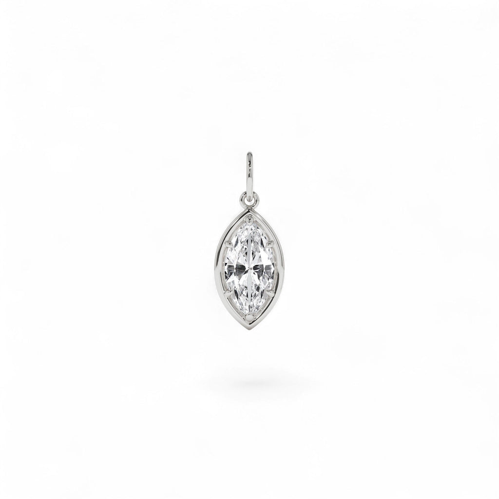 1 CTW Marquise Shape Lab-Grown Diamond Pendant Necklace in 14K Gold — view 4