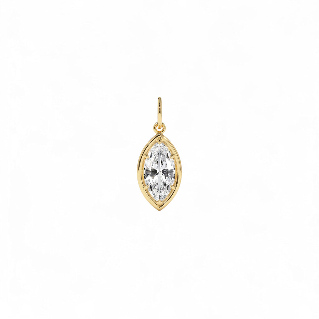 1 CTW Marquise Shape Lab-Grown Diamond Pendant Necklace in 14K Gold — view 2