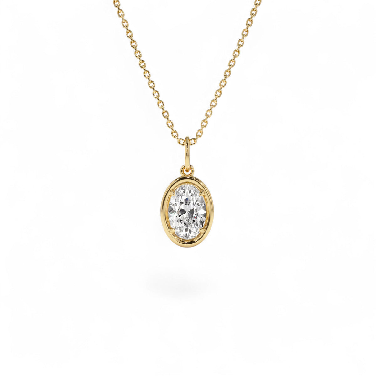 1 CTW Oval Shaped Lab-Grown Diamond Pendant Necklace in 14K Gold — view 1