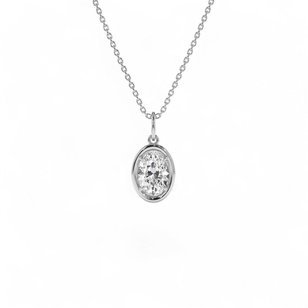 1 CTW Oval Shaped Lab-Grown Diamond Pendant Necklace in 14K Gold — view 3
