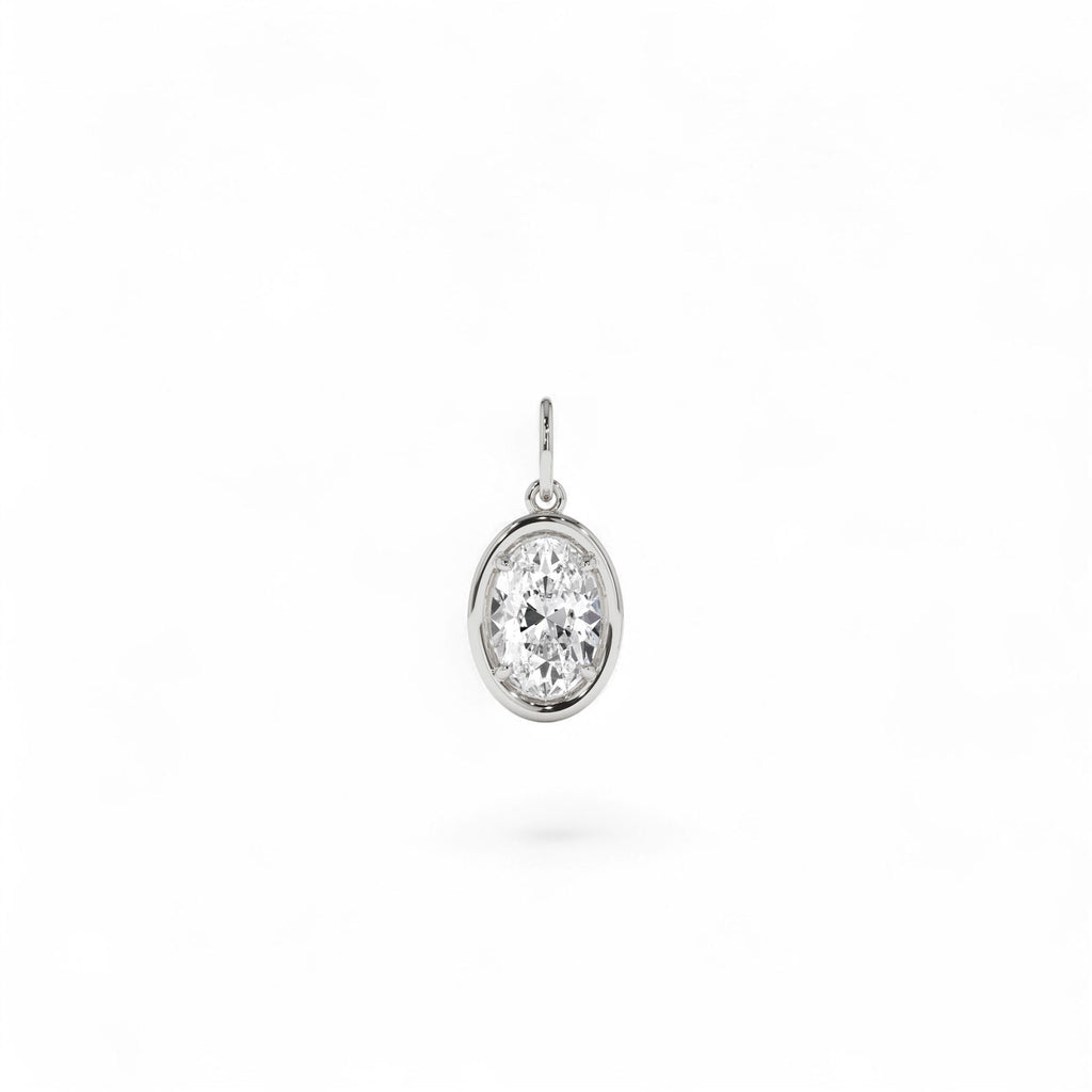 1 CTW Oval Shaped Lab-Grown Diamond Pendant Necklace in 14K Gold — view 4